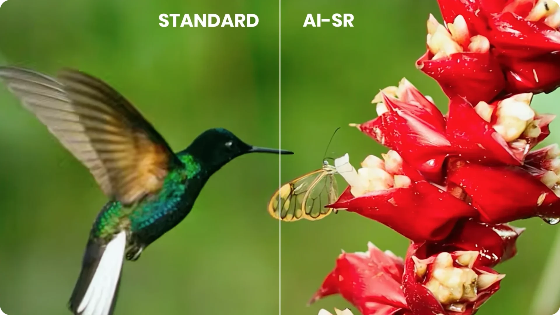 Comparison of standard picture and AI-SR image enhancement